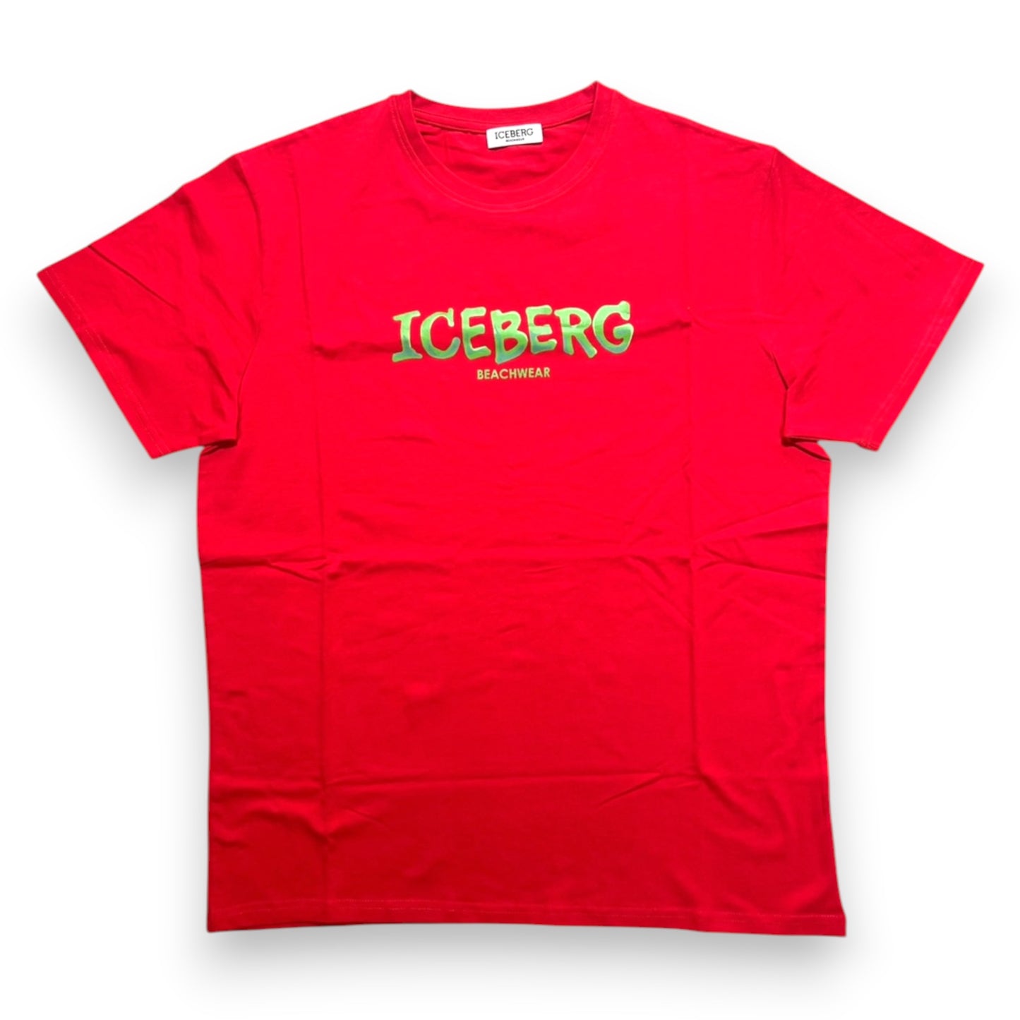 ICEBERG BEACHWEAR- T-shirt Uomo, stampa frontale verde, col.Rosso