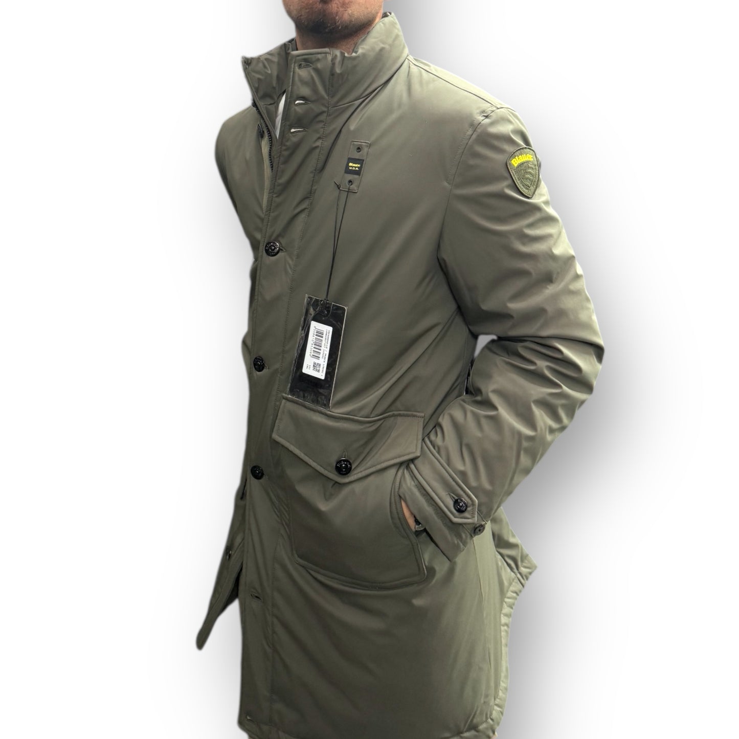 Giubbotto BLAUER Uomo, impermeabile lungo, mod.Trench, col.Verde