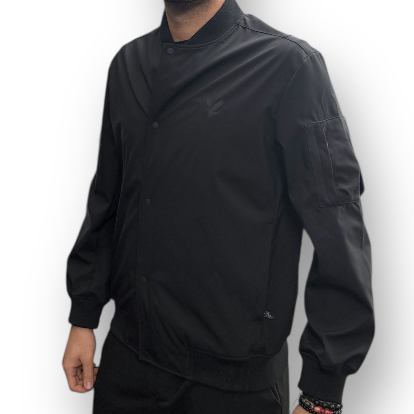 Bomber LYLE&SCOTT in tessuto tecnico (mezzi tempi), mod.Aviator, Col.Jet Black