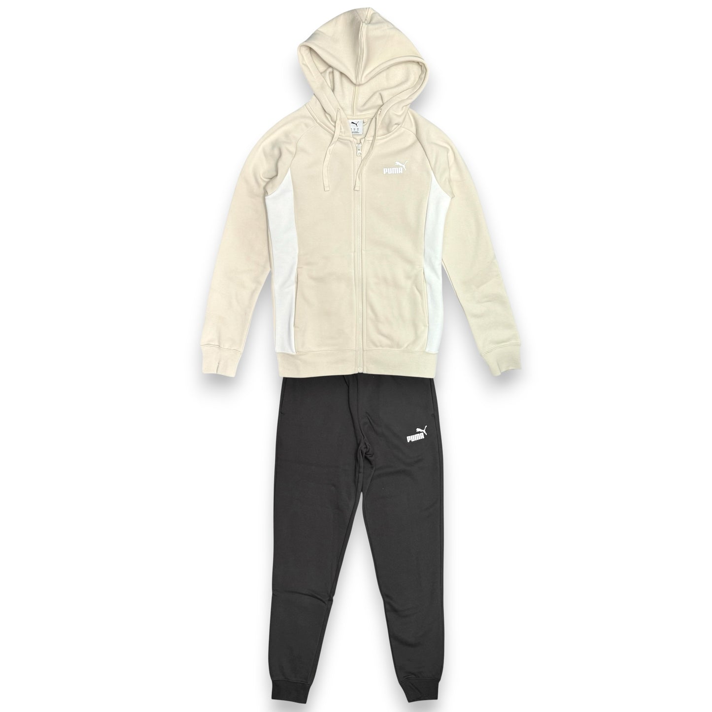 Tuta Completa Donna PUMA tex.felpato, col.Nero/Beige