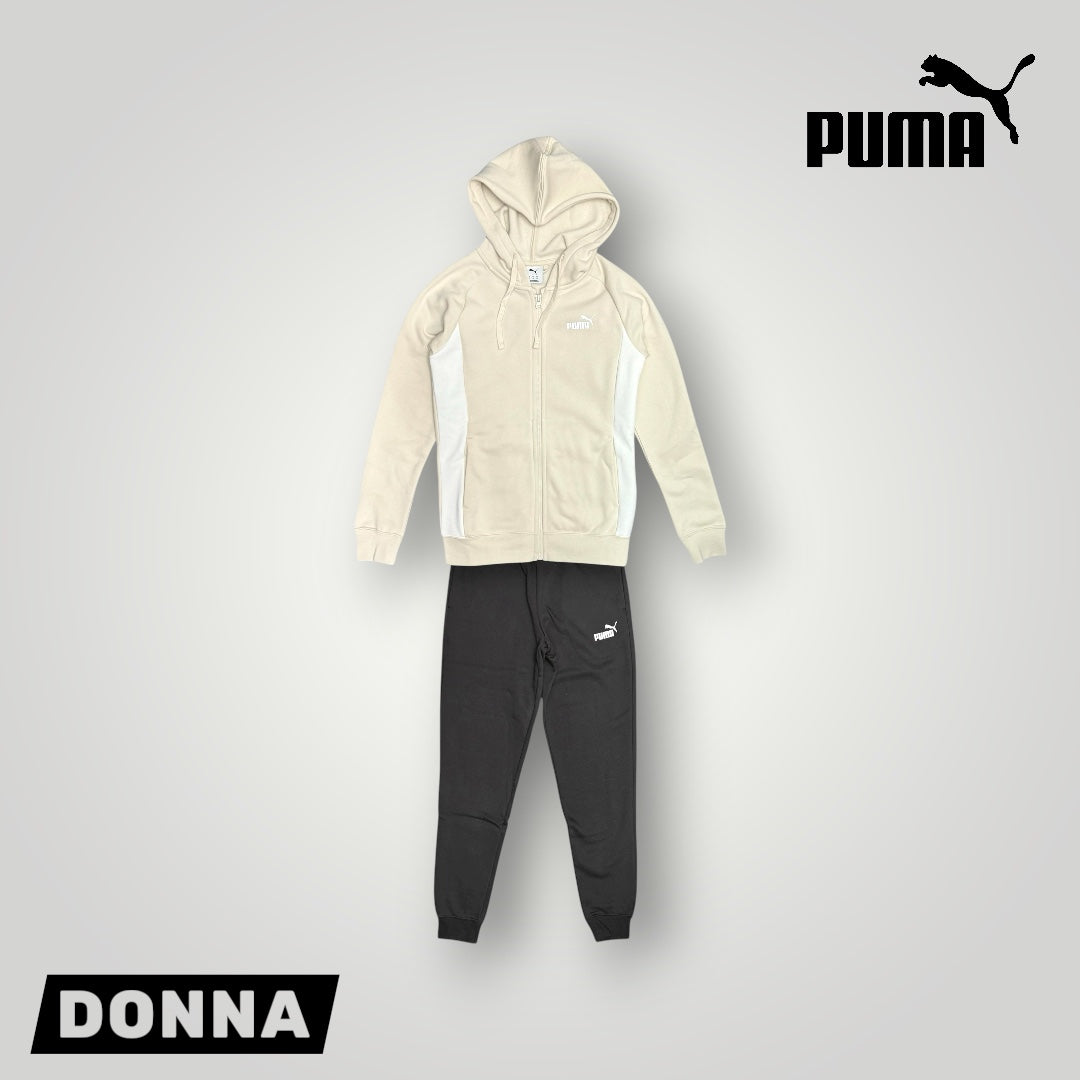 Tuta Completa Donna PUMA tex.felpato, col.Nero/Beige