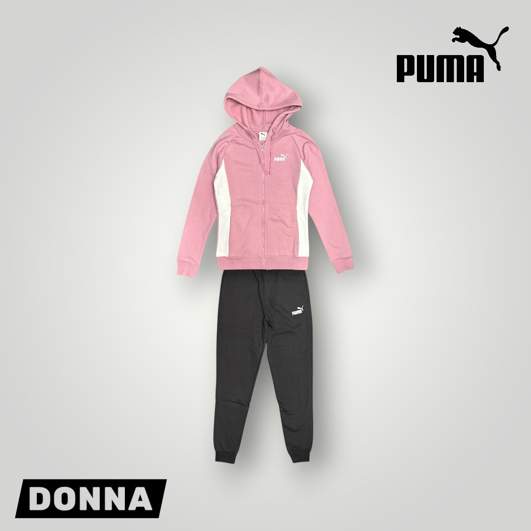 Tuta Completa Donna PUMA tex.Felpato, col.Nero/Rosa