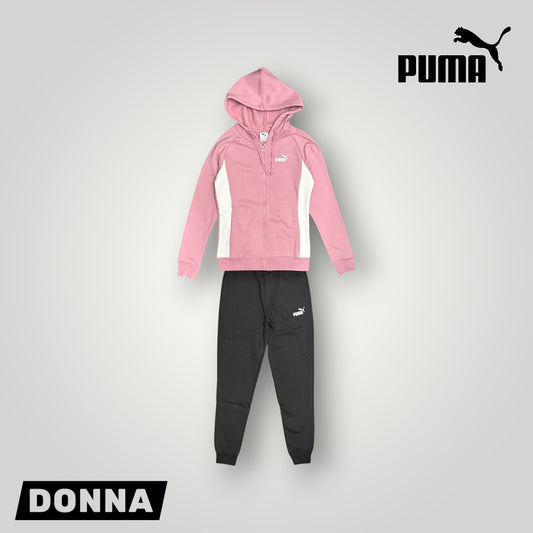 Tuta Completa Donna PUMA tex.Felpato, col.Nero/Rosa