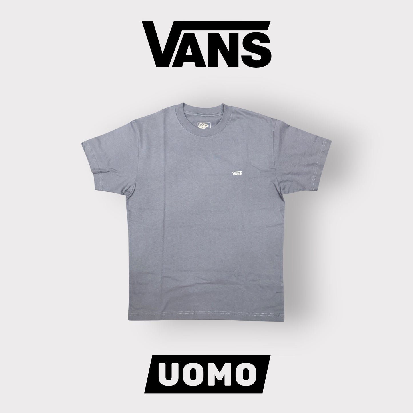 VANS- T-shirt Uomo, con logo lato cuore, LooseFit, col.Glacial Slate