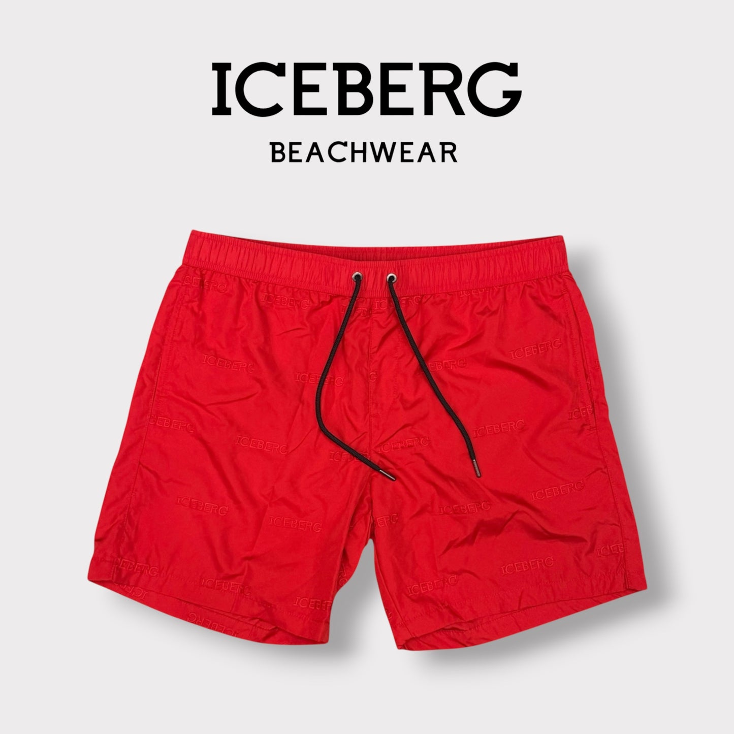 ICEBERG BEACHWEAR- Costume Uomo, con loghi ricamati, col.Rosso