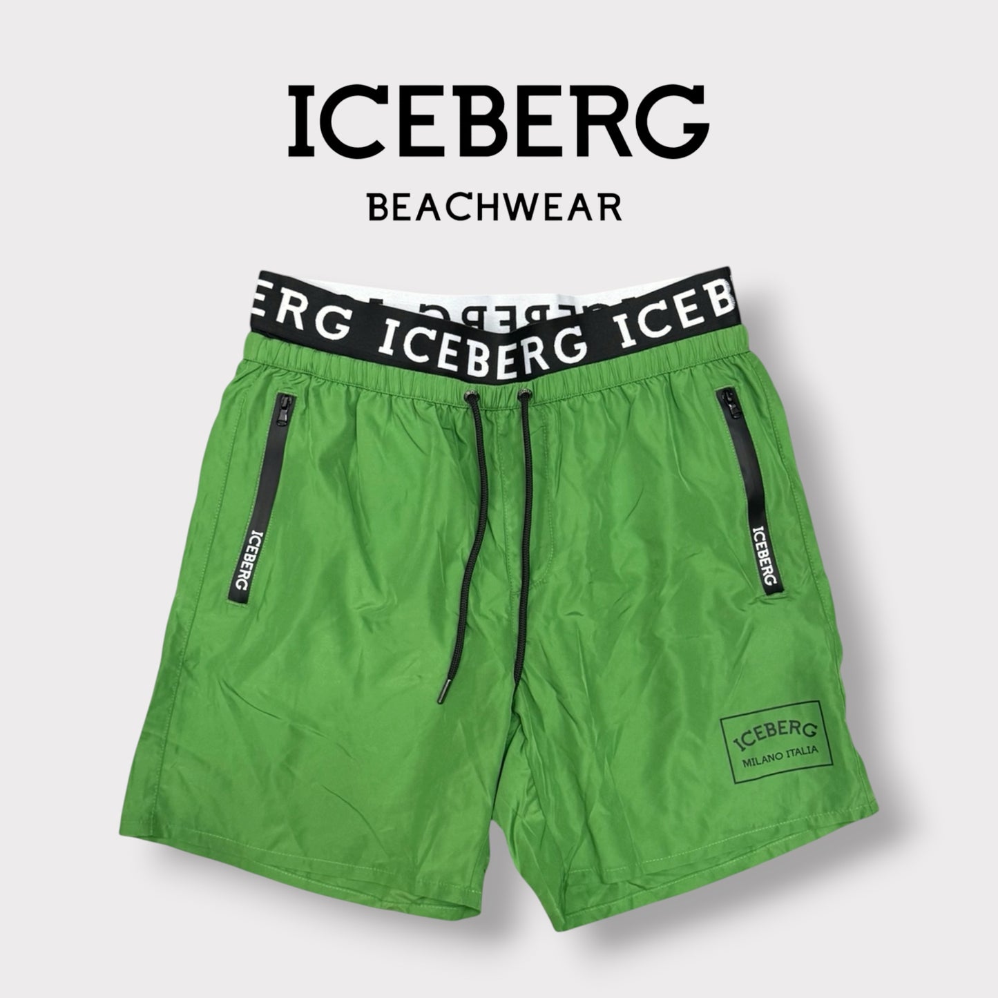 ICEBERG BEACHWEAR- Costume Uomo, con doppio elastico, col.Verde