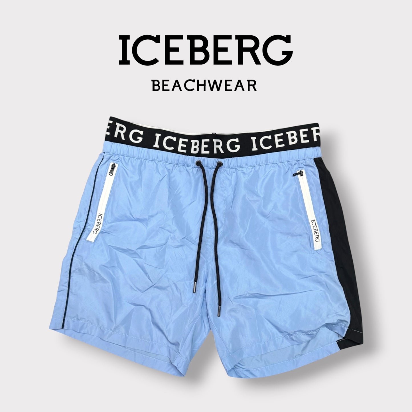 ICEBERG BEACHWEAR- Costume Uomo, con doppio elastico, col.Azzurro
