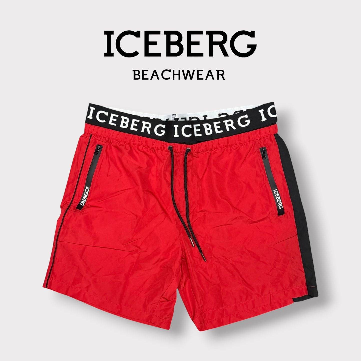 ICEBERG BEACHWEAR- Costume Uomo, con doppio elastico, col.Rosso