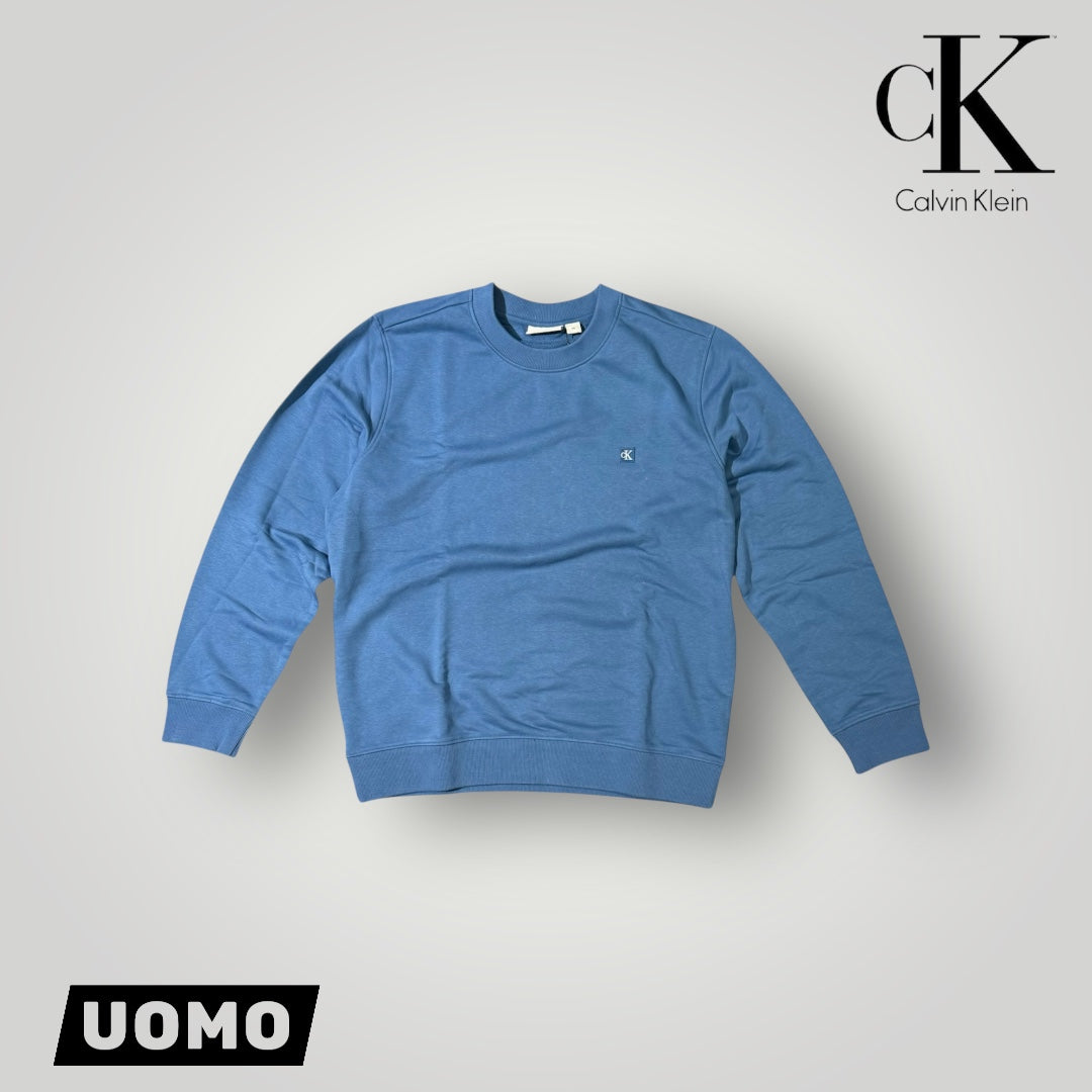 Felpa CALVIN KLEIN Uomo girocollo, tex. garzato, col.Avion (targhetta lato cuore CK)