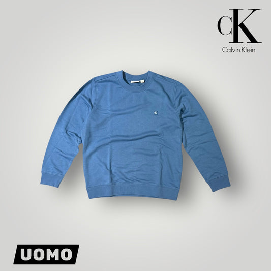Felpa CALVIN KLEIN Uomo girocollo, tex. garzato, col.Avion (targhetta lato cuore CK)