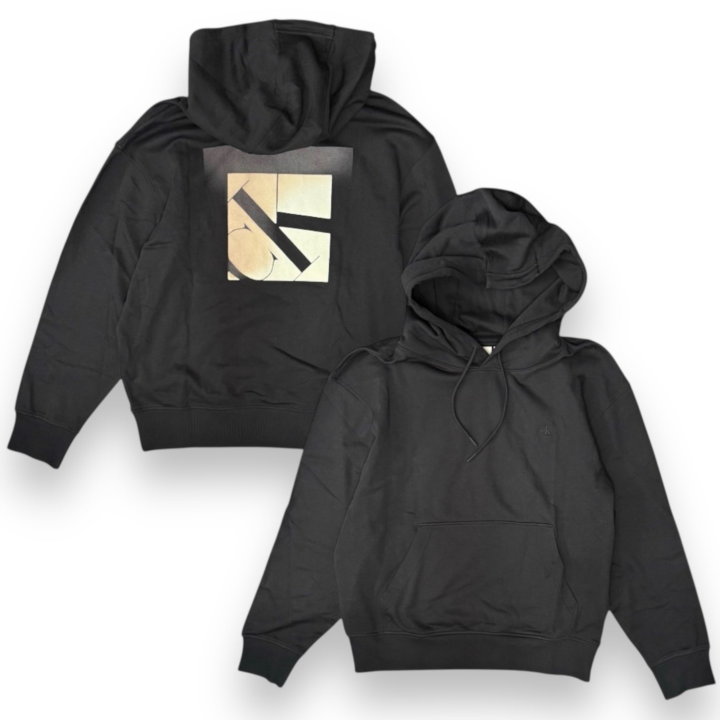 Felpa CALVIN KLEIN Uomo con stampa sulla schiena, con cappuccio, tex. garzato, col.Nero