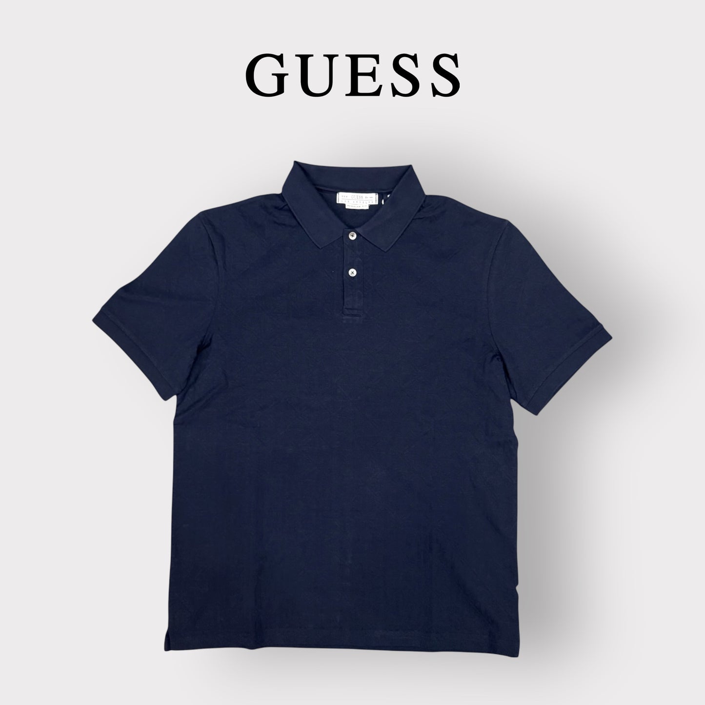 GUESS- Polo Uomo, con trama in rilievo, col.Blu