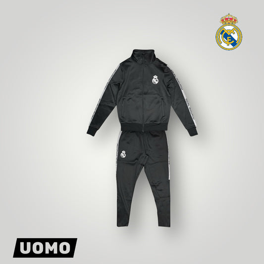 Tuta Completa REAL MADRID in tessuto acetato con zip alla caviglia, Col.Nero