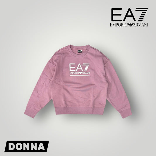 Felpa EMPORIO ARMANI Donna oversize girocollo, tex. felpato, con logo in rilievo, Col.Lilla (veste grande si consiglia una tg. In meno)