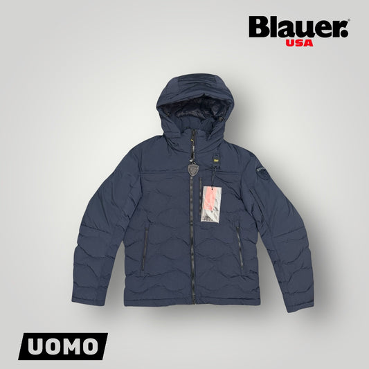 Giubbotto BLAUER Uomo con inserti in tessuto tecnico e cappuccio sganciabile, Col.Blu (2025)