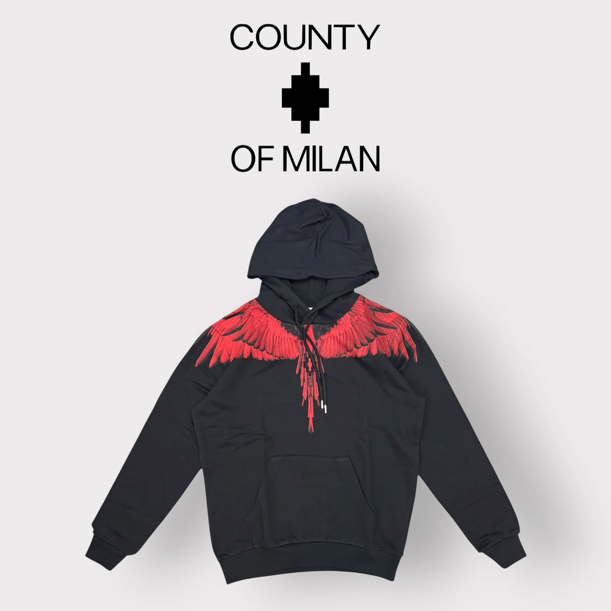 COUNTY OF MILAN- Felpa Uomo, con cappuccio, tex.cotone garzato(veste comoda), Col.Nero