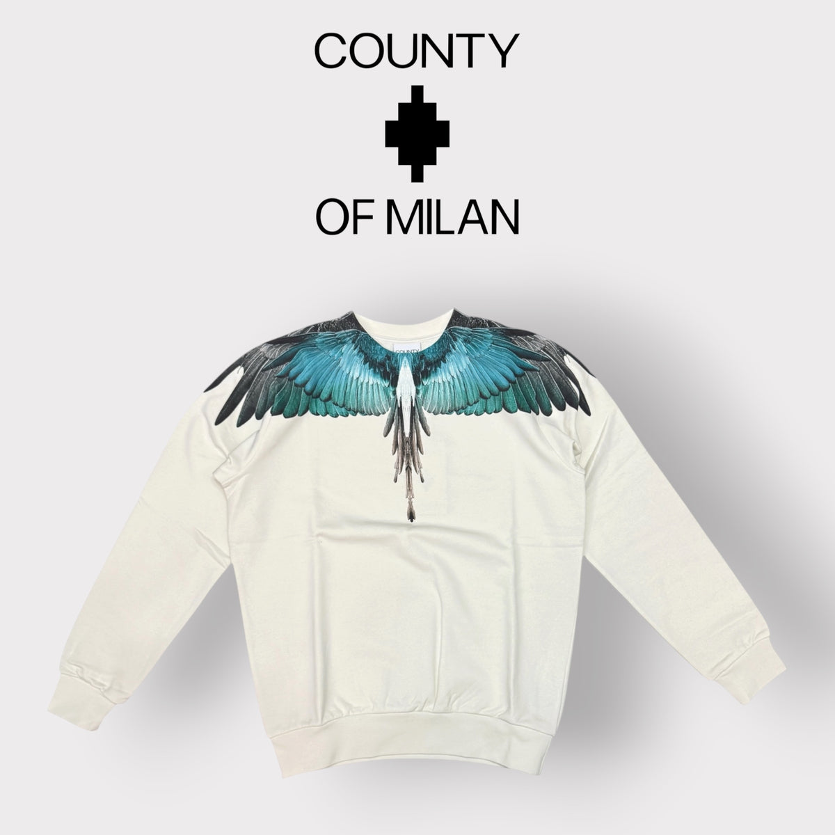 COUNTY OF MILAN- Felpa Uomo, girocollo, tex.cotone garzato(veste comoda), Col.Panna