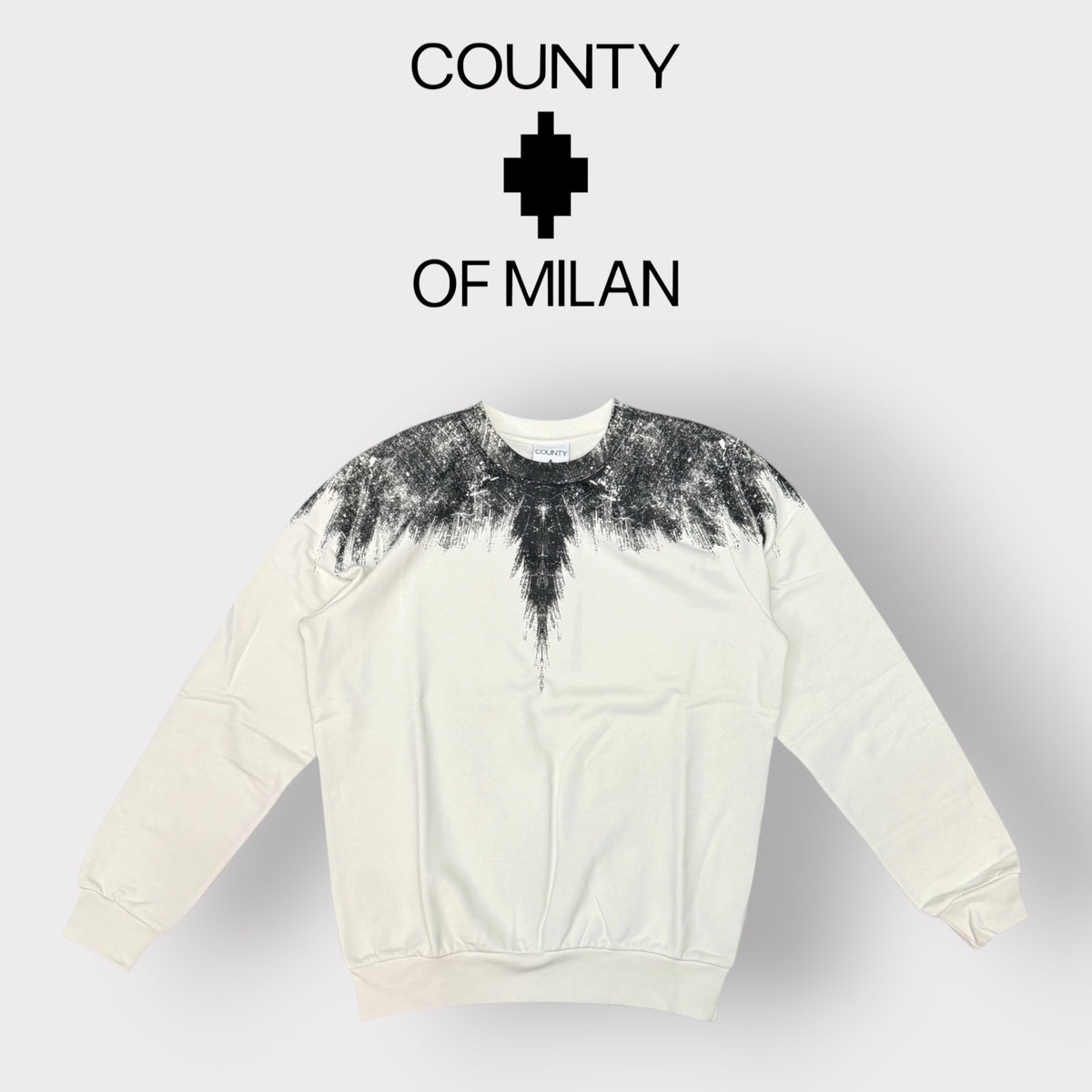 COUNTY OF MILAN- Felpa Uomo, girocollo, tex.cotone garzato(veste comoda), Col.Panna