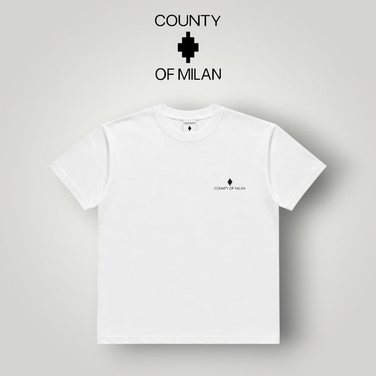 COUNTY OF MILAN- T-Shirt Uomo, (veste comoda), con logo lato cuore, Col.Bianco