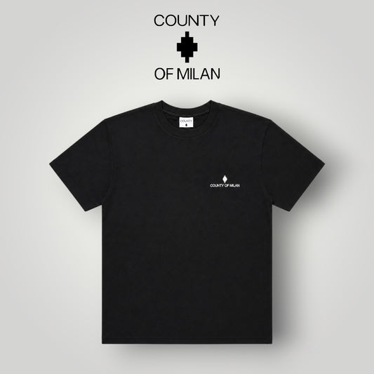 COUNTY OF MILAN- T-Shirt Uomo, (veste comoda), con logo lato cuore, Col.Nero