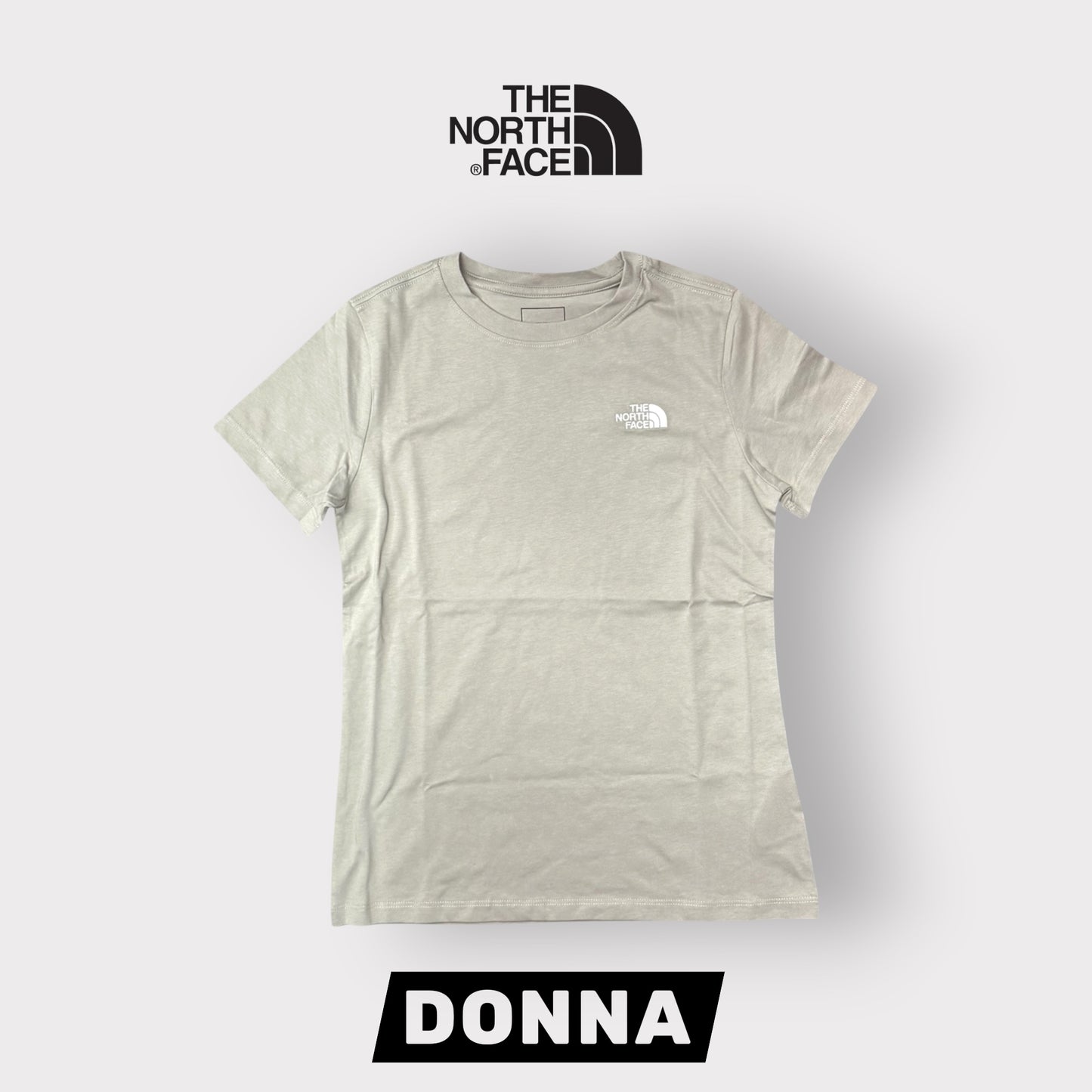 THE NORTH FACE- T-shirt Donna, con logo ricamato lato cuore, SlimFit, col.Tortora