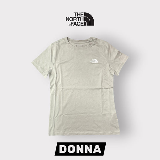 THE NORTH FACE- T-shirt Donna, con logo ricamato lato cuore, SlimFit, col.Tortora