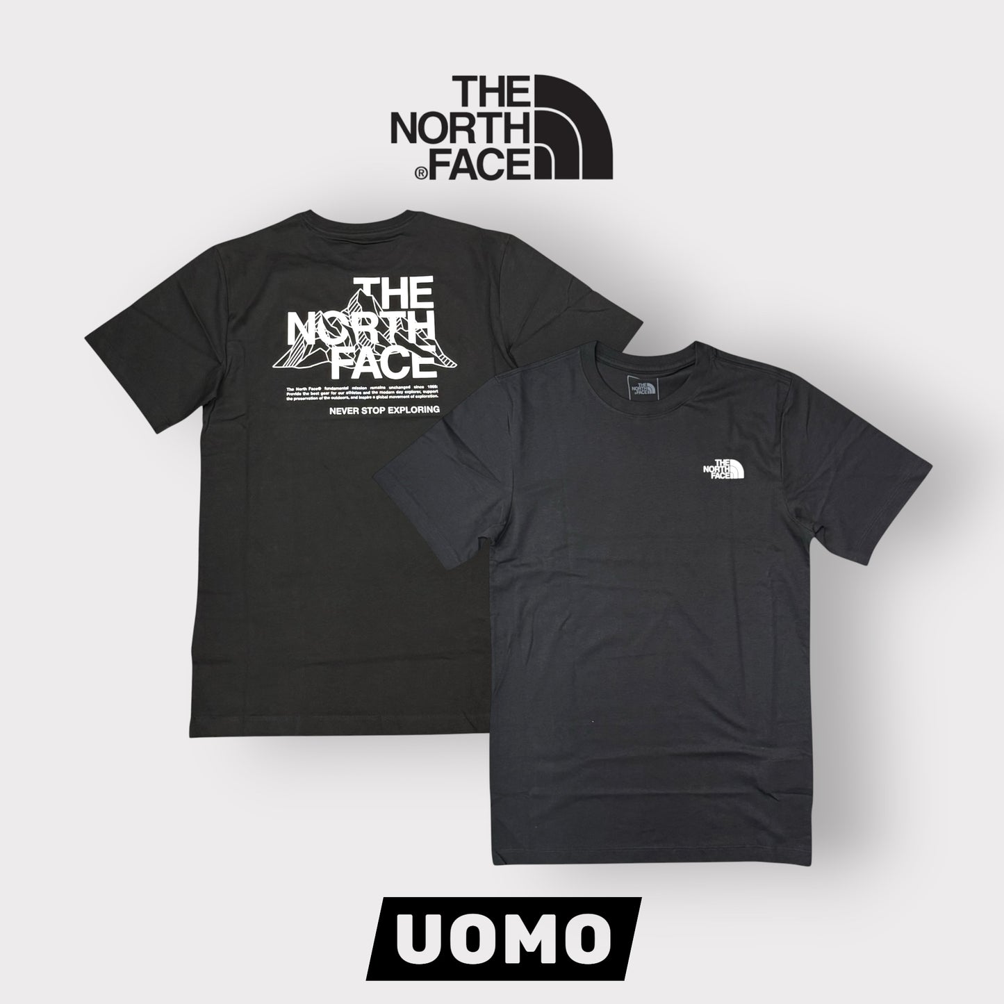THE NORTH FACE- T-Shirt Uomo con logo lato cuore e stampa sulla schiena, Col.Nero