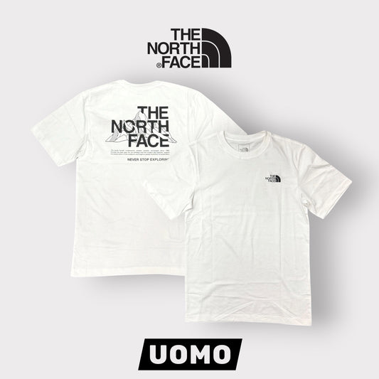THE NORTH FACE- T-Shirt Uomo con logo lato cuore e stampa sulla schiena, Col.Bianco