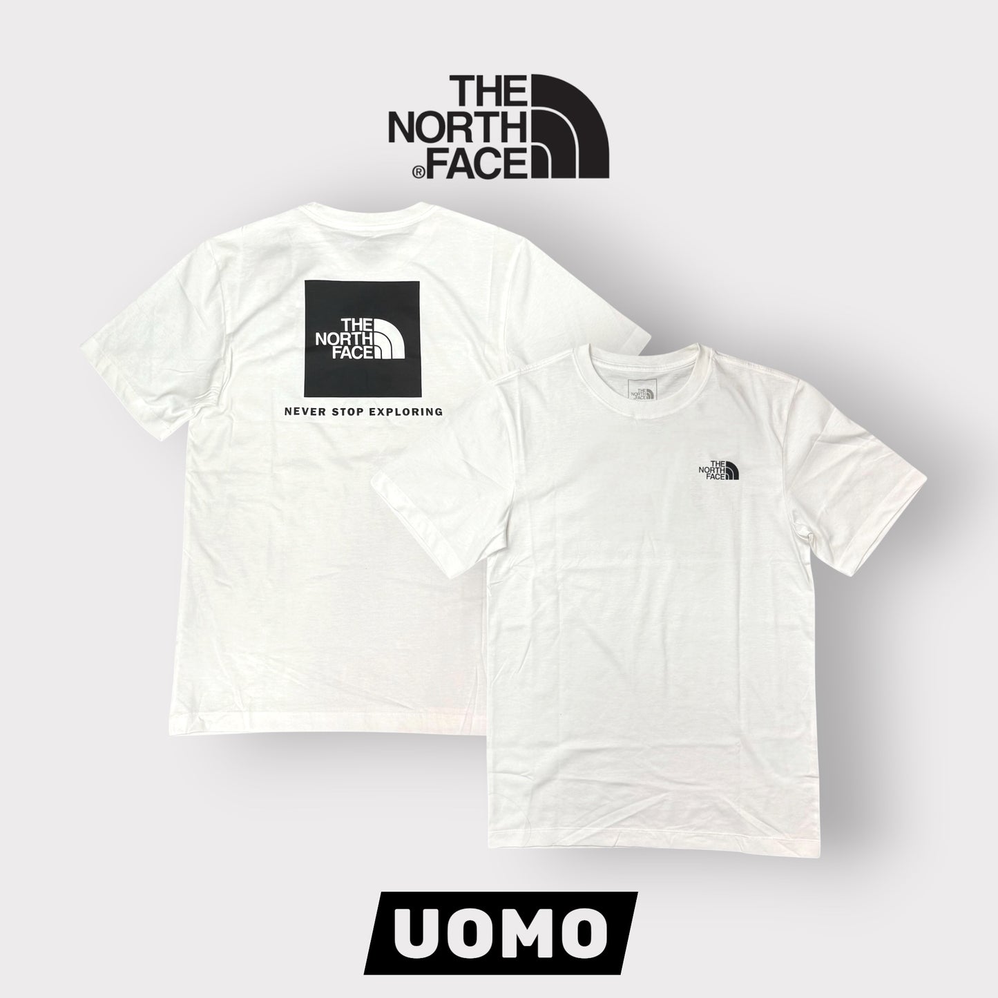 THE NORTH FACE- T-Shirt Uomo con logo lato cuore e stampa quadrata sulla schiena, Col.Bianco