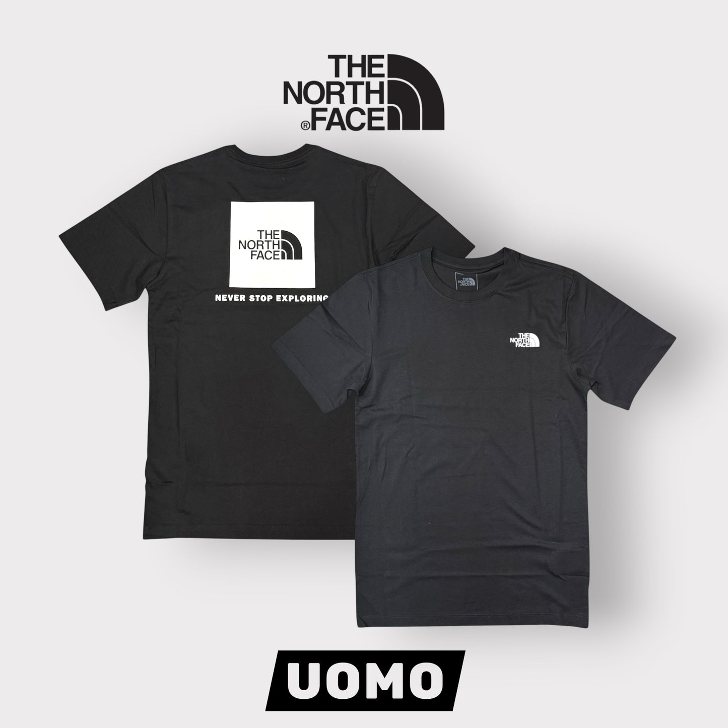 THE NORTH FACE- T-Shirt Uomo con logo lato cuore e stampa quadrata sulla schiena, Col.Nero