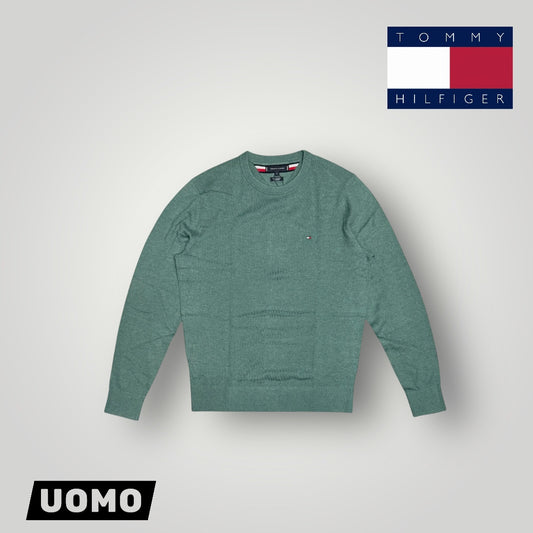 Maglioncino TOMMY HILFIGER Uomo, 92% Cotone 8% Cashmere, col.Verde acqua