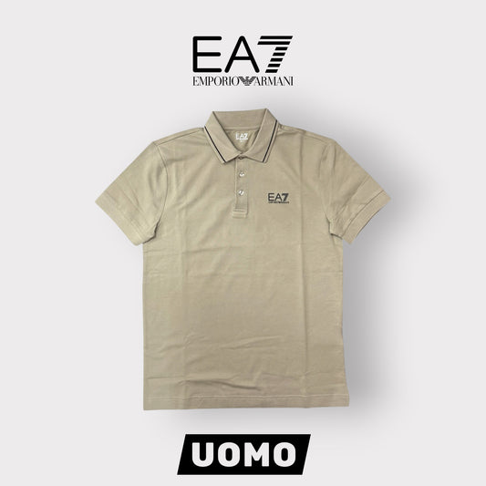 EMPORIO ARMANI-Polo Uomo, con logo lato cuore, col.Beige
