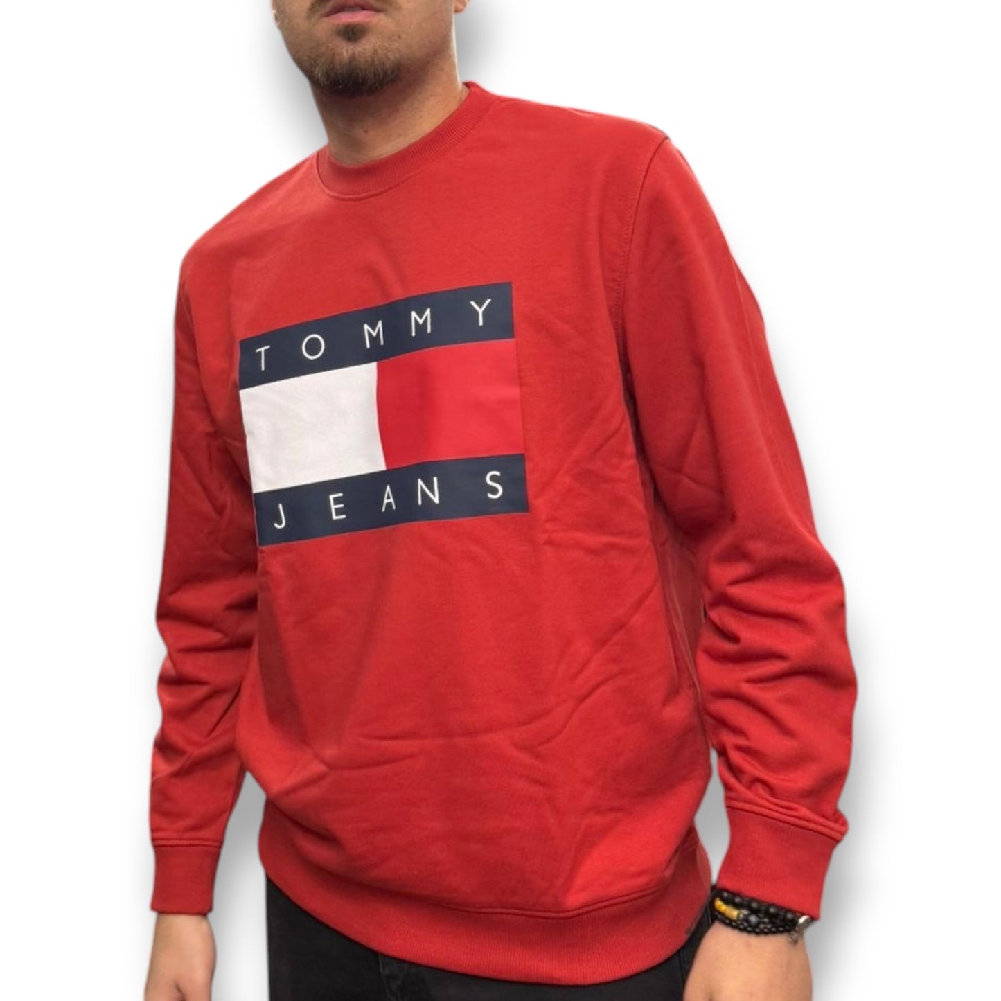 TOMMY HILFIGER-Felpa estiva Uomo, con stampa frontale, tex.cotone garzato, Col.Rosso