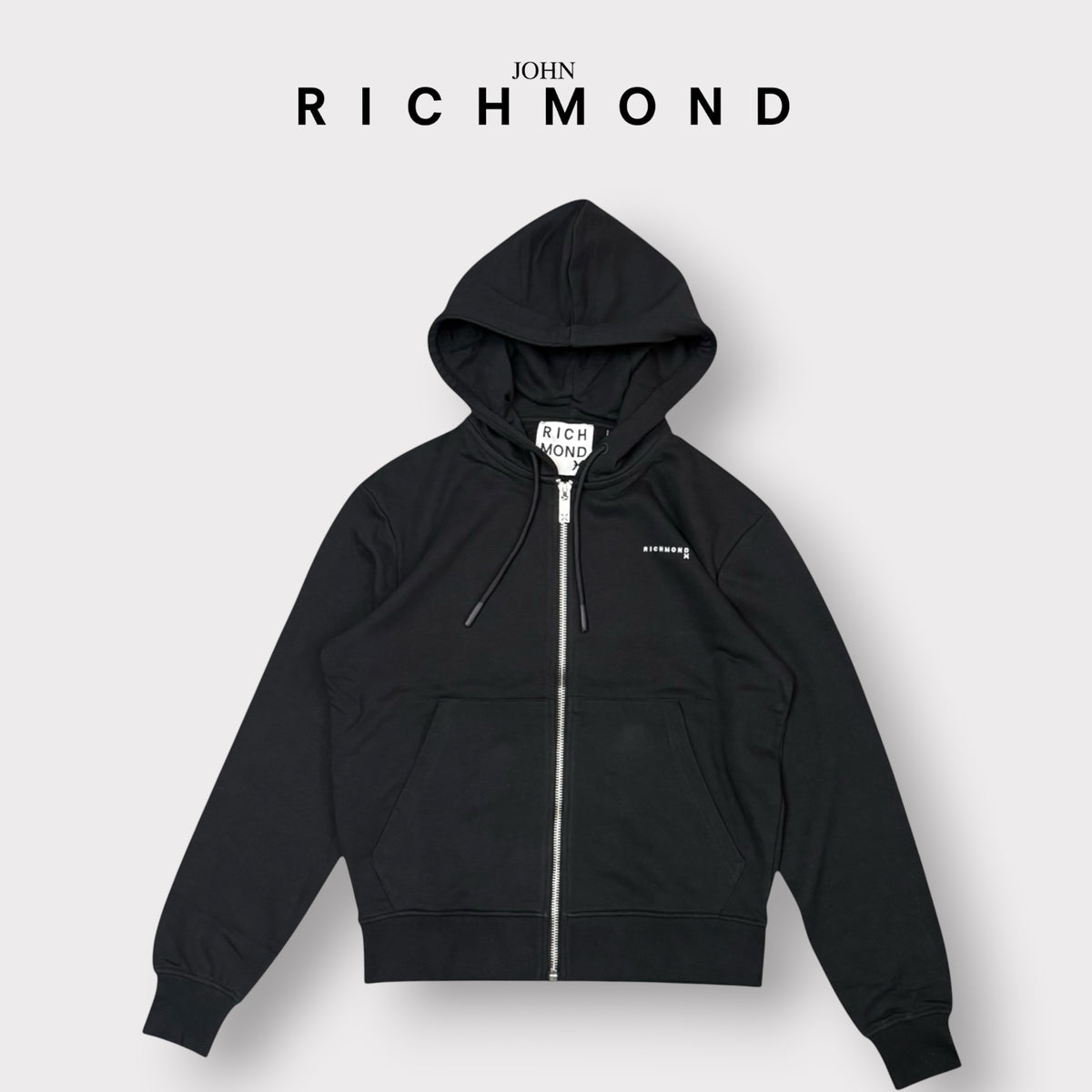 RICHMOND - Felpa Uomo con zip e cappuccio, Col.Nero