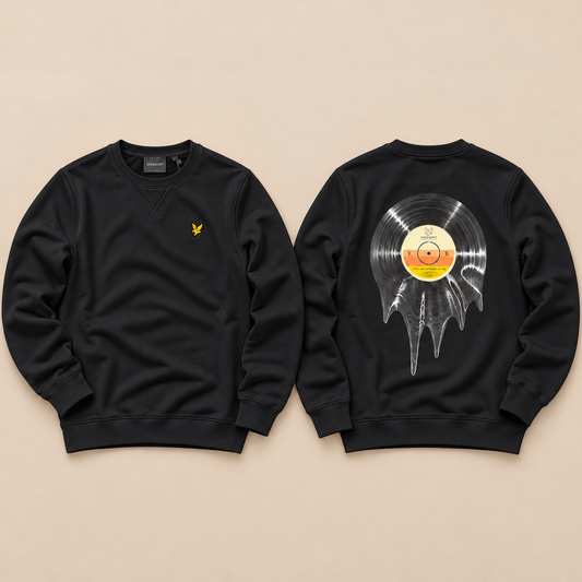 LYLE & SCOTT- Felpa Uomo girocollo, tex.cotone garzato, con stampa sulla schiena, Col.Nero