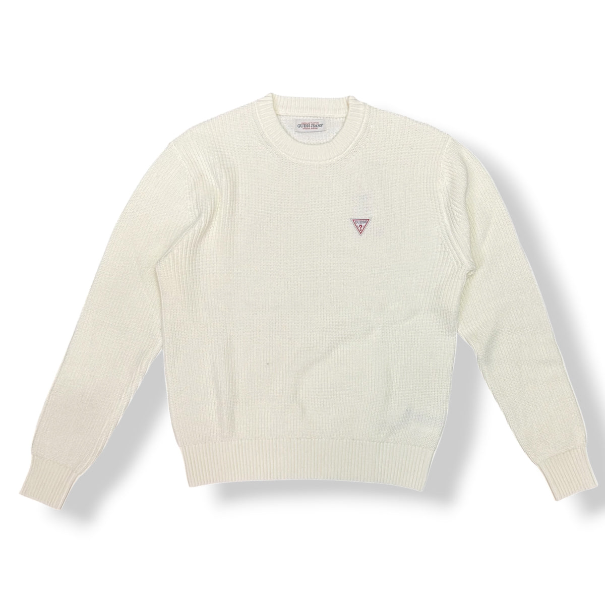 GUESS - Maglioncino Uomo, con logo lato cuore, Col.Panna