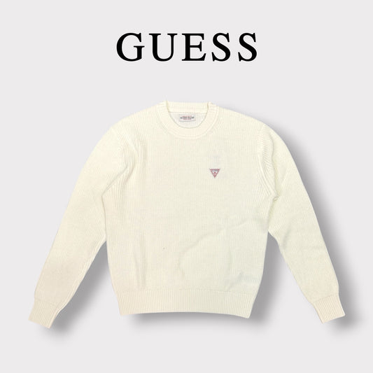 GUESS - Maglioncino Uomo, con logo lato cuore, Col.Panna