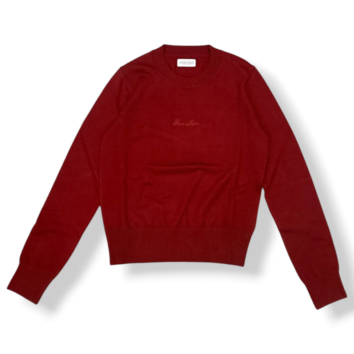 GUESS - Maglioncino Donna, con logo ricamato frontale, Col.Bordeaux