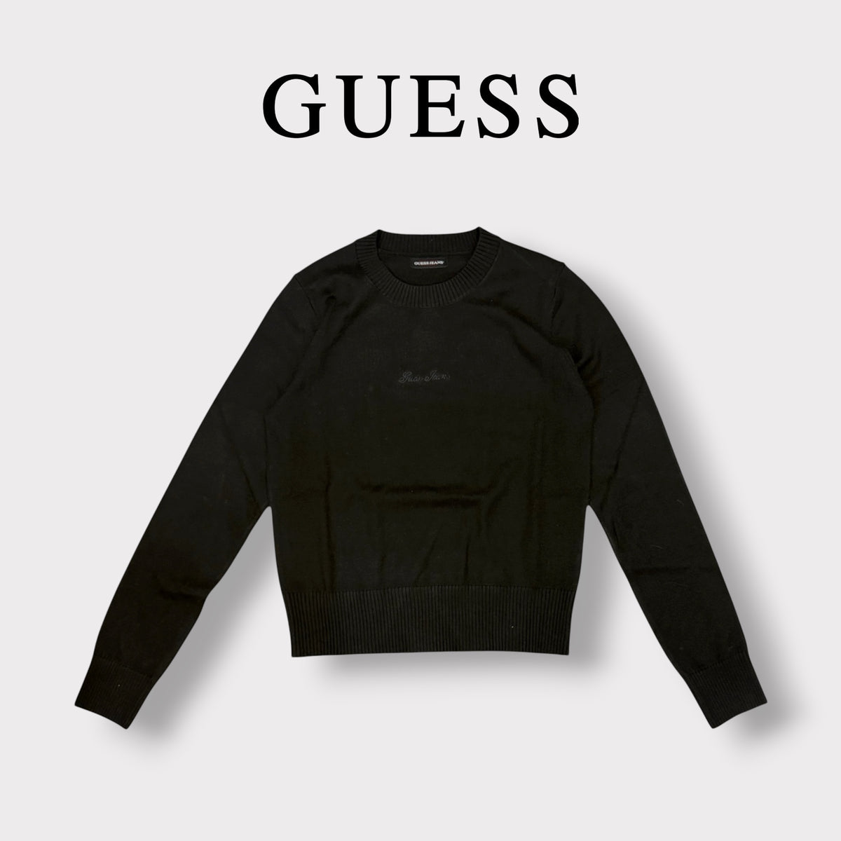 GUESS - Maglioncino Donna, con logo ricamato frontale, Col.Nero