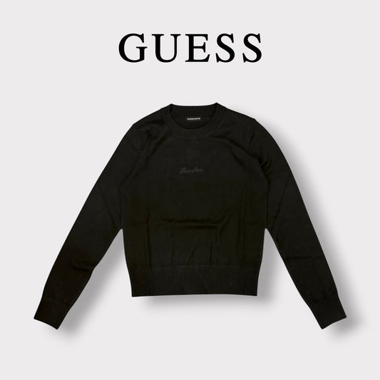 GUESS - Maglioncino Donna, con logo ricamato frontale, Col.Nero