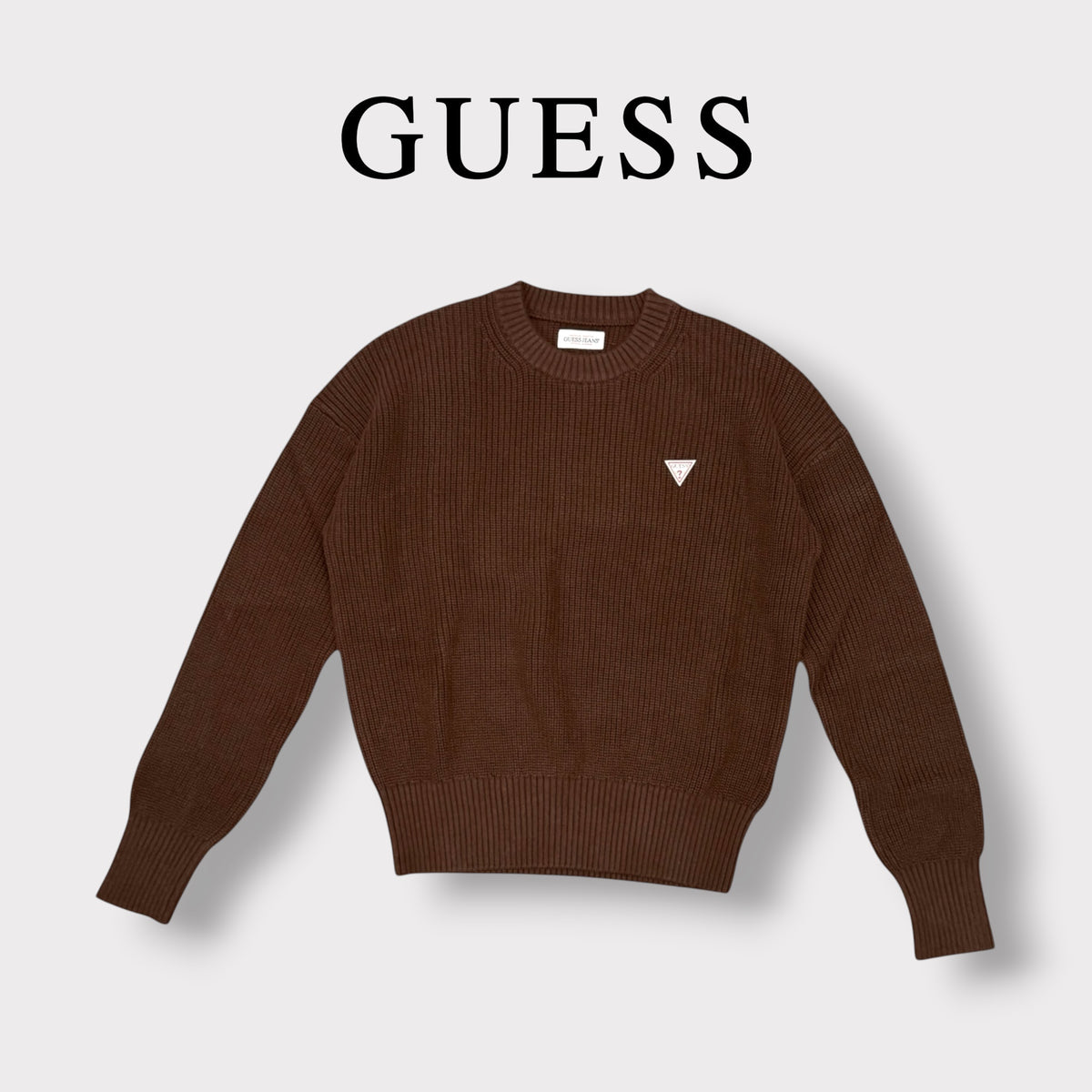 GUESS JEANS - Maglioncino Donna, con logo lato cuore, Col.Marrone