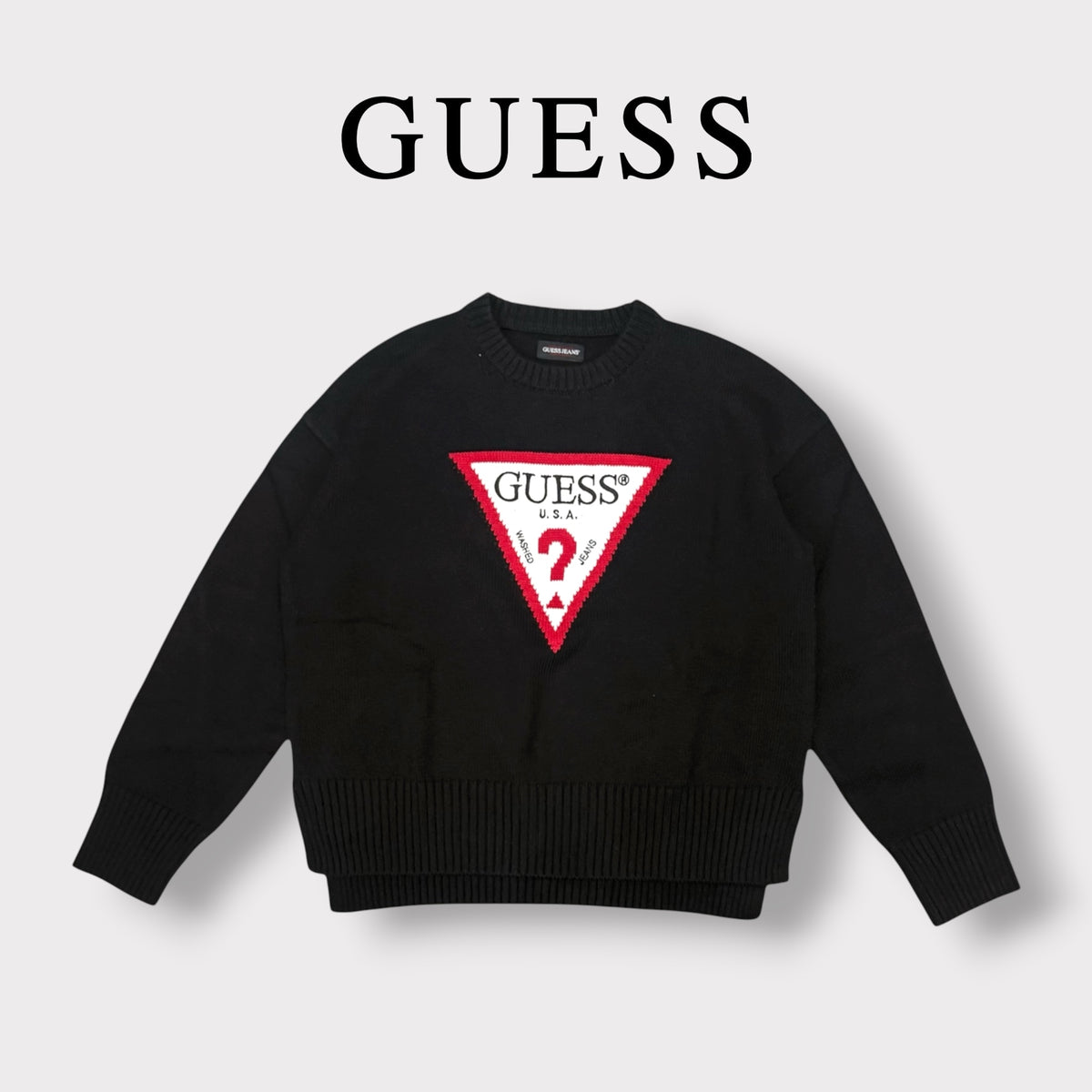 GUESS JEANS - Maglioncino Donna, con scritta frontale, Col.Nero