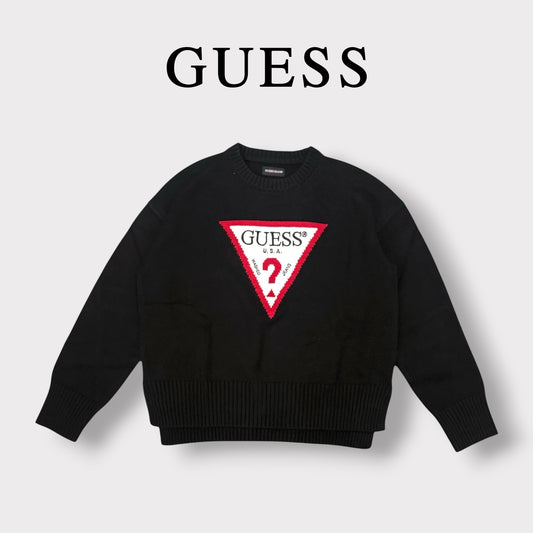 GUESS JEANS - Maglioncino Donna, con scritta frontale, Col.Nero