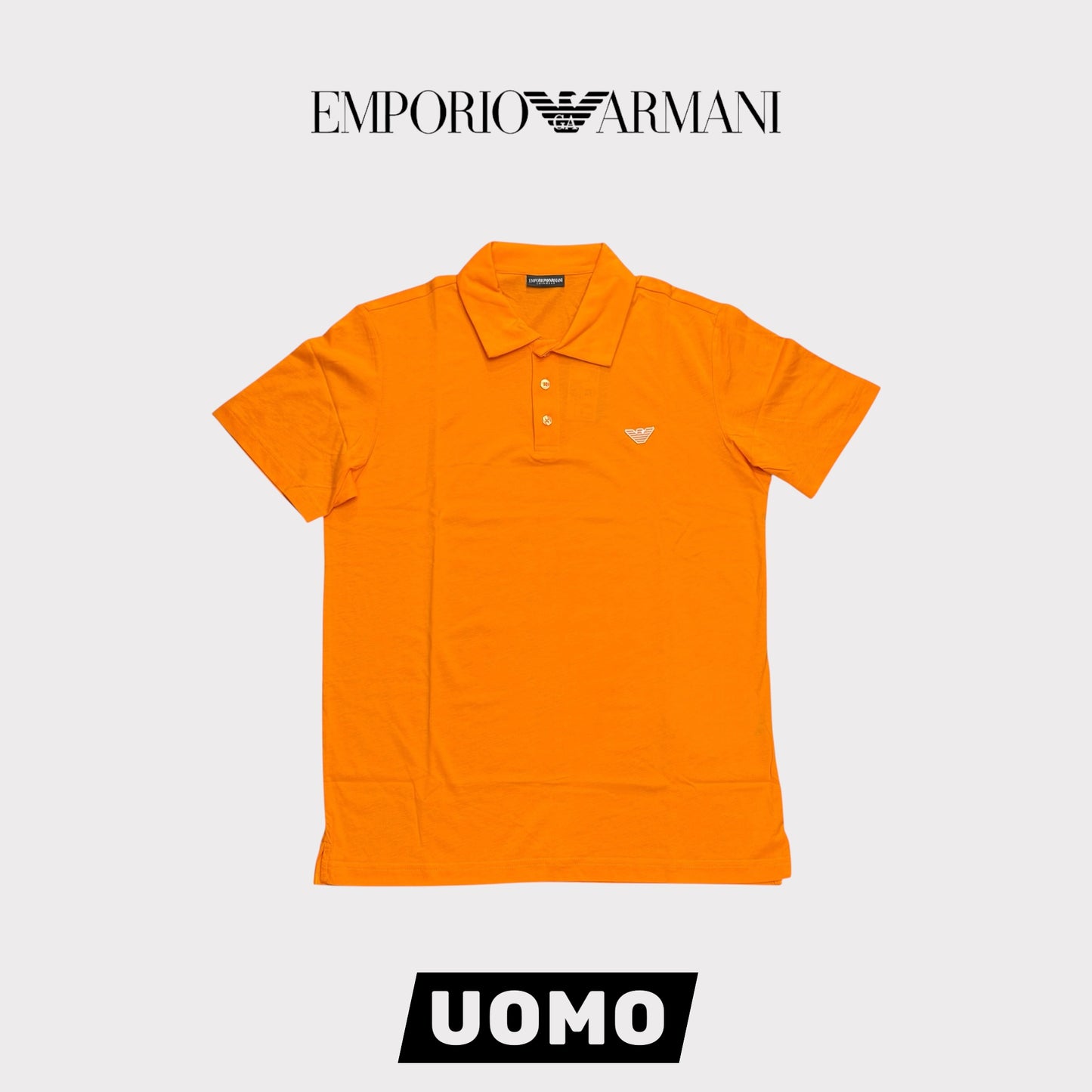 EMPORIO ARMANI-Polo Uomo in con logo lato cuore, col.Arancione