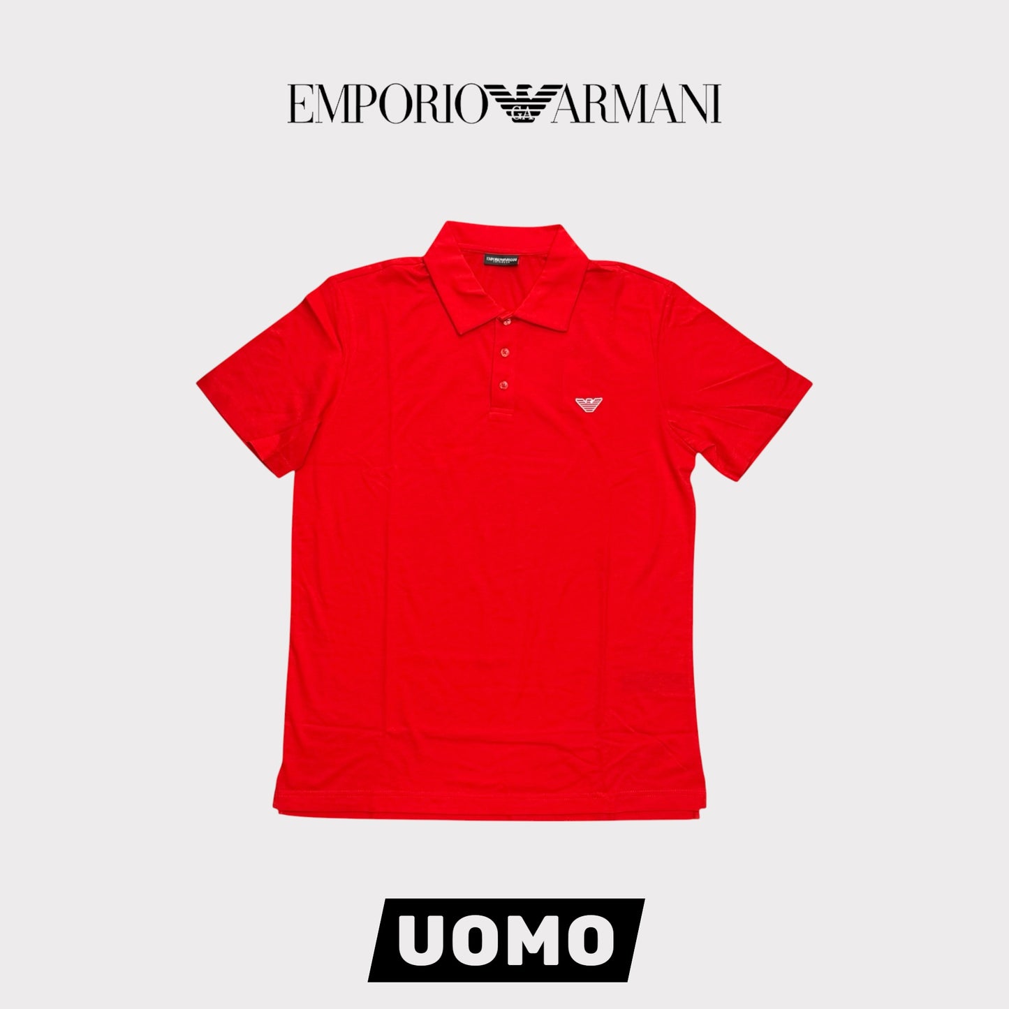 EMPORIO ARMANI-Polo Uomo in maglina con logo lato cuore, col.Rossa