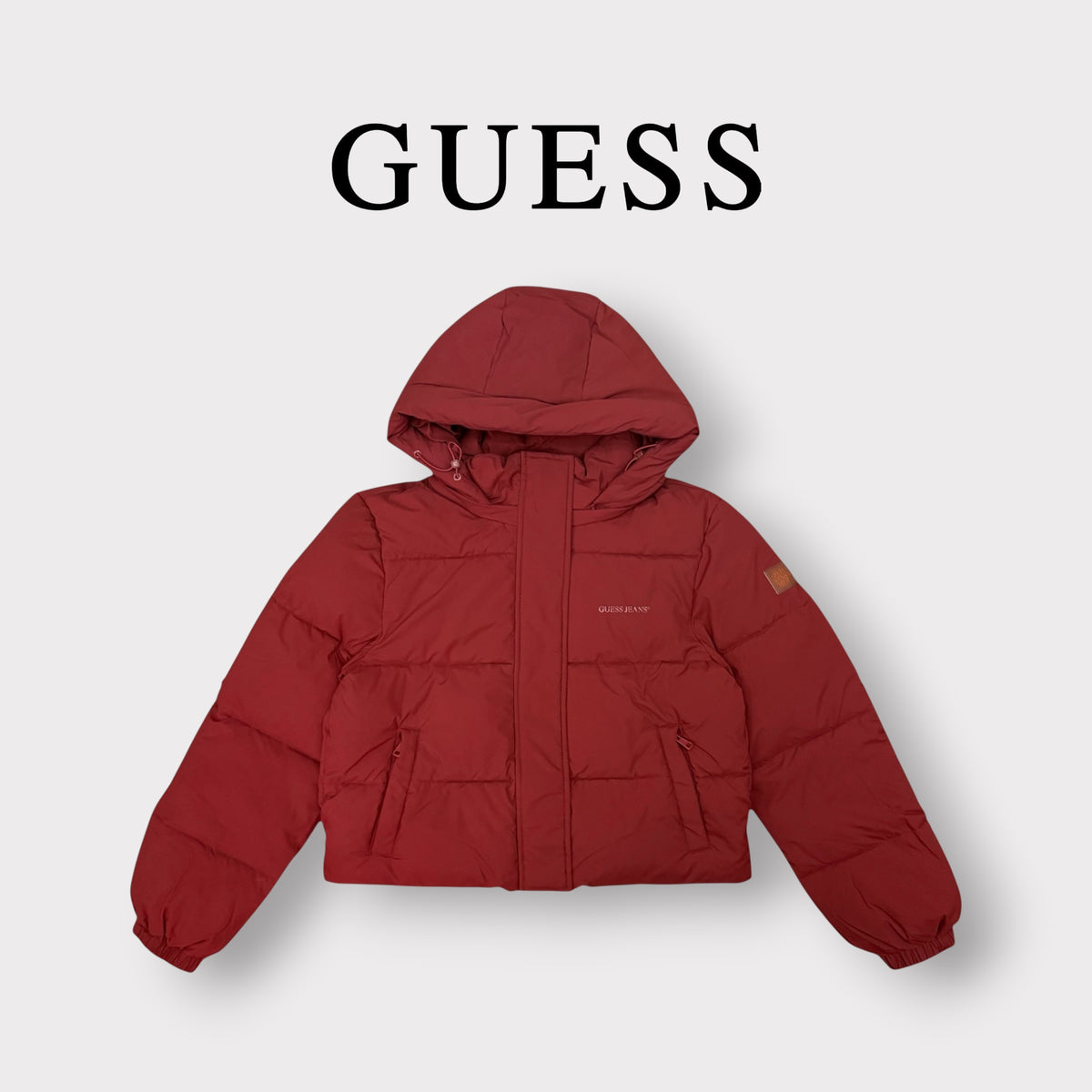 GUESS - Giubbotto Donna, con doppia abbottonatura e cappuccio sganciabile, CroppedFit, col.Bordeaux