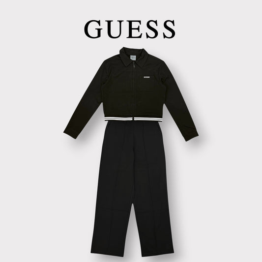 GUESS- Tuta completa Donna, con colletto a camicia e taschino lato cuore, Col.Nero