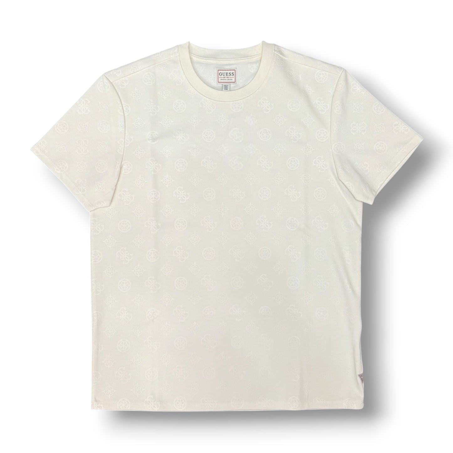 GUESS- T-shirt Uomo, in tessuto tecnico, Regular Fit, col.Panna