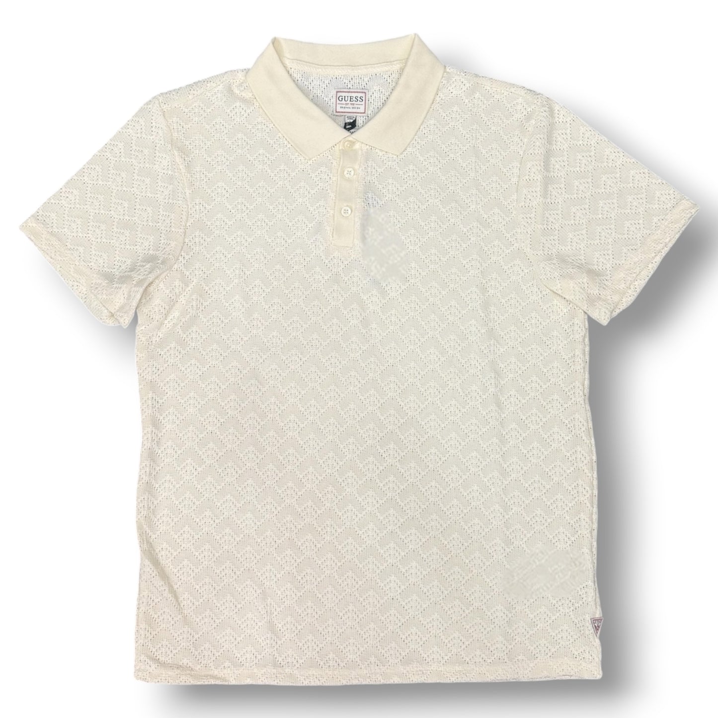 GUESS- Polo Uomo, in filo, Regular Fit, col.Panna