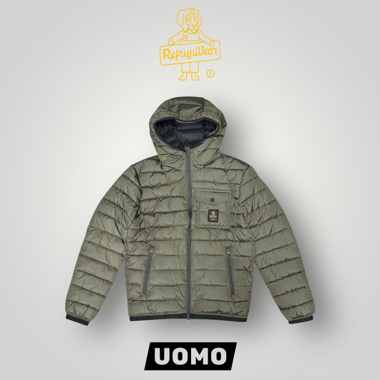 Giubbotto REFRIGIWEAR Uomo, con zip termosaldata ed elastico in vita, mod.Josh Jacket, col.Verde militare